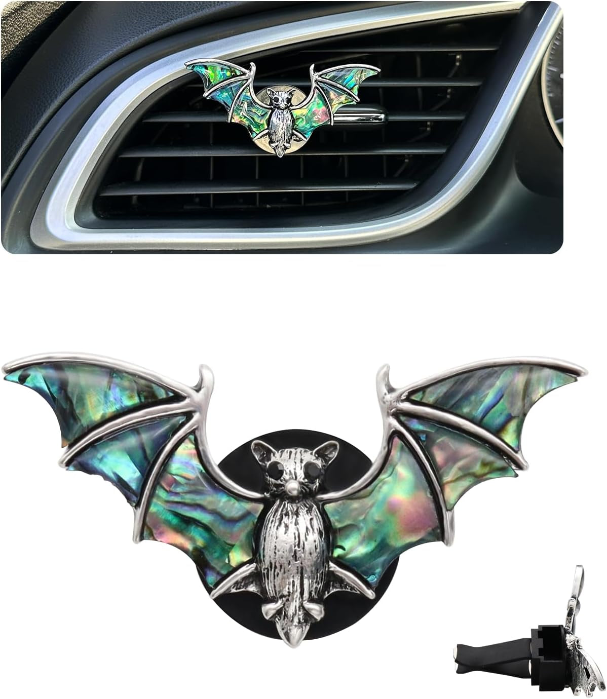 ORIESSE Bat Car Decor,Abalone Car Air Freshener Vent Clips