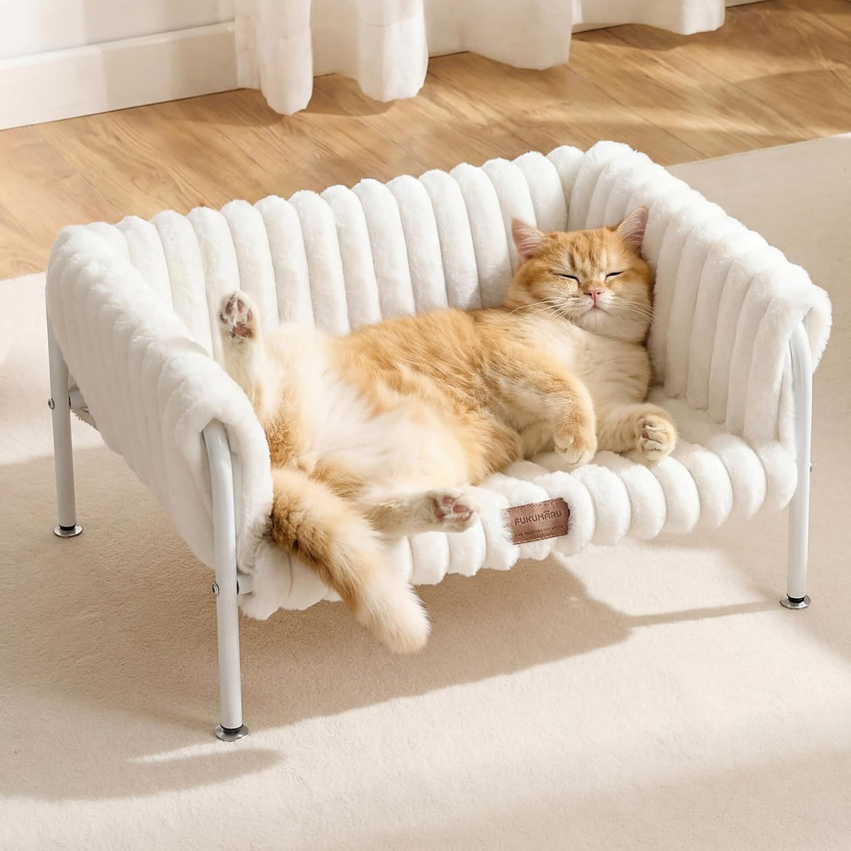 FUKUMARU Raised Cat Bed, Elevated Cat Bed for Indoor Cats, Cat Hammock Bed