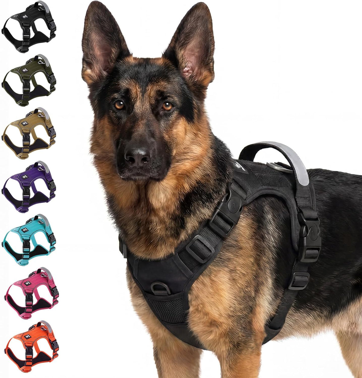 Heavy Duty Dog Harness for X-Large Dogs, No Pull Tactical Reflective Vest