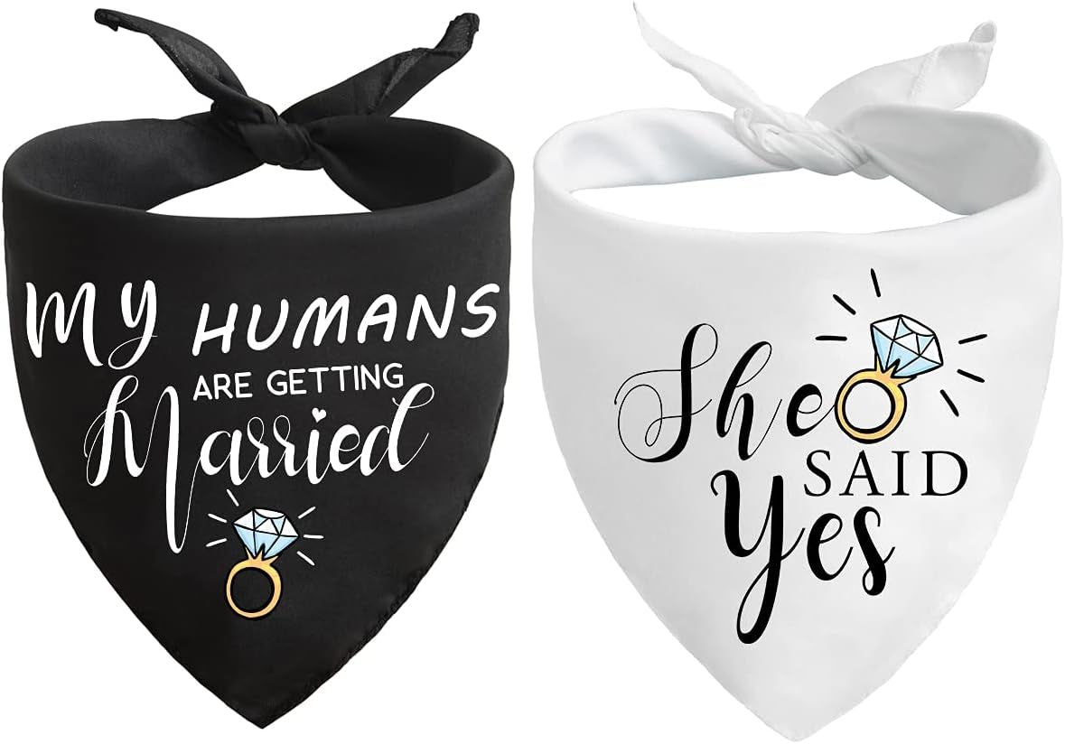 Engagement Gifts,My Humans Are Getting Married She Said Yes Dog Bandana for Wedding Engagement Photos,Bridal Shower Gift,Dog Wedding Outfit,Dogs Got Engaged Announcement