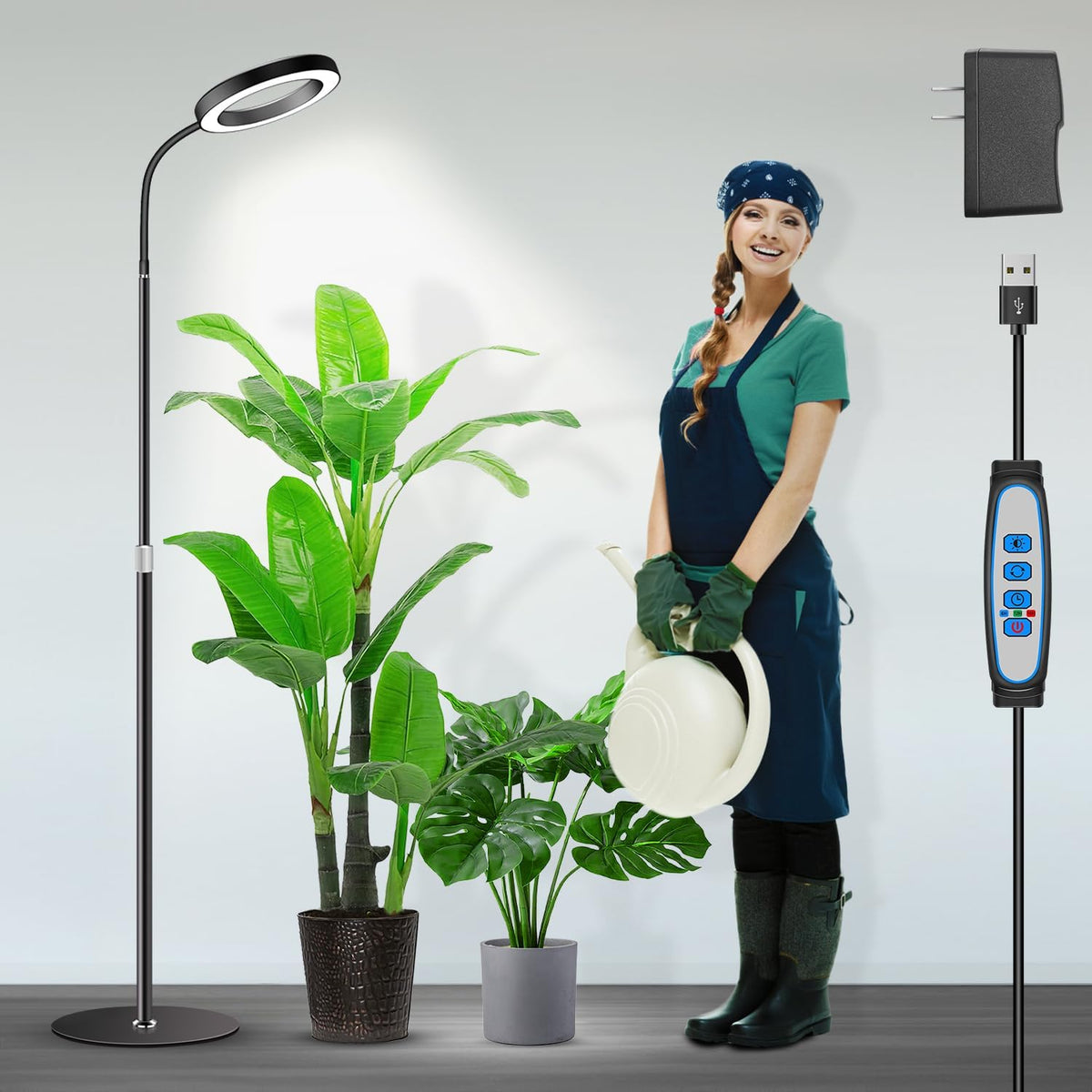 Garpsen Grow Lights for Indoor Plants, Full Spectrum with Stand, 80 Leds