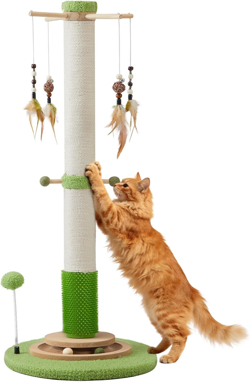 38" Tall Sisal Cat Scratching Post with Stable Base for Indoor Adult Cats