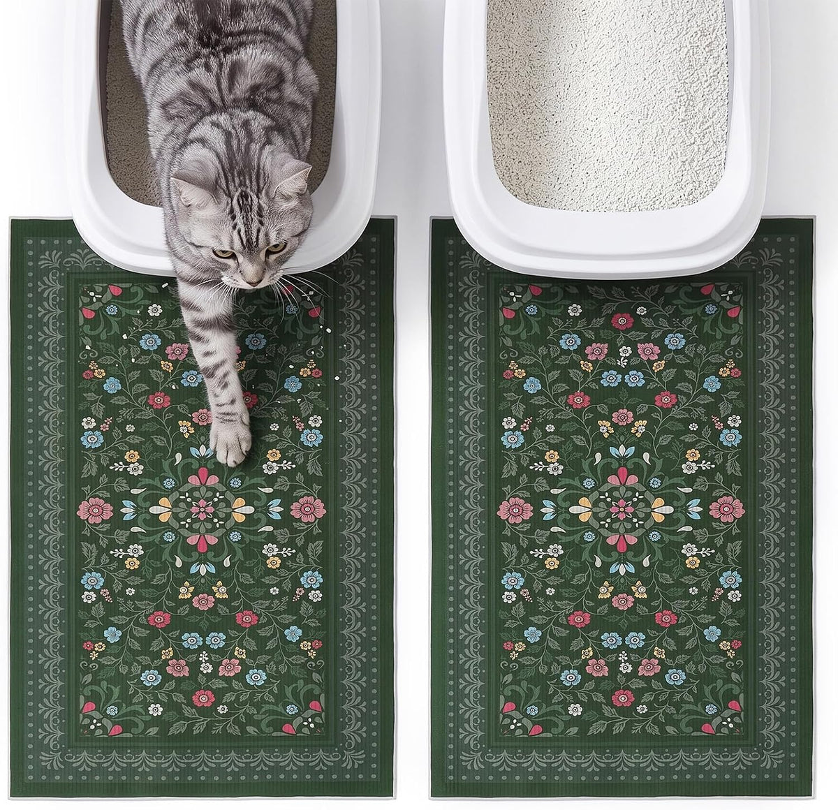 Bienbee Cat Litter Mat, 2 Pack 28" X 20" Machine Washable for Litter Boxes
