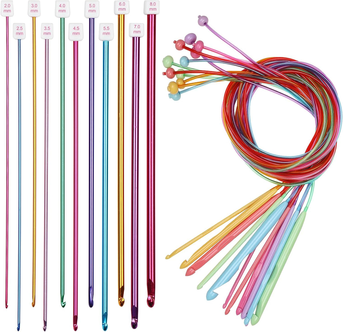 Aeelike Tunisian Crochet Hook Set with Cable, Smooth Afghan Hooks, Type A