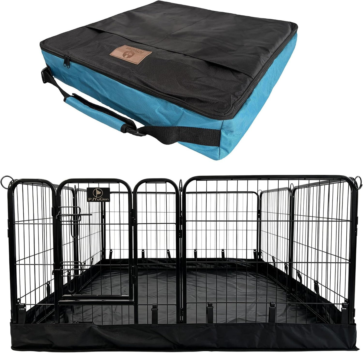 Pjyucien Puppy Playpen plus Storage Bag with Bottom, 8 Panels 24" H