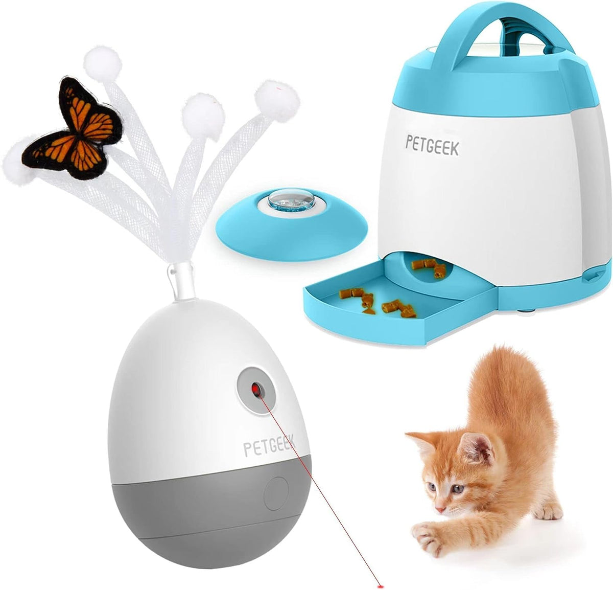 PETGEEK Training Dog Treat Dispenser & Interactive Cat Feather Toy