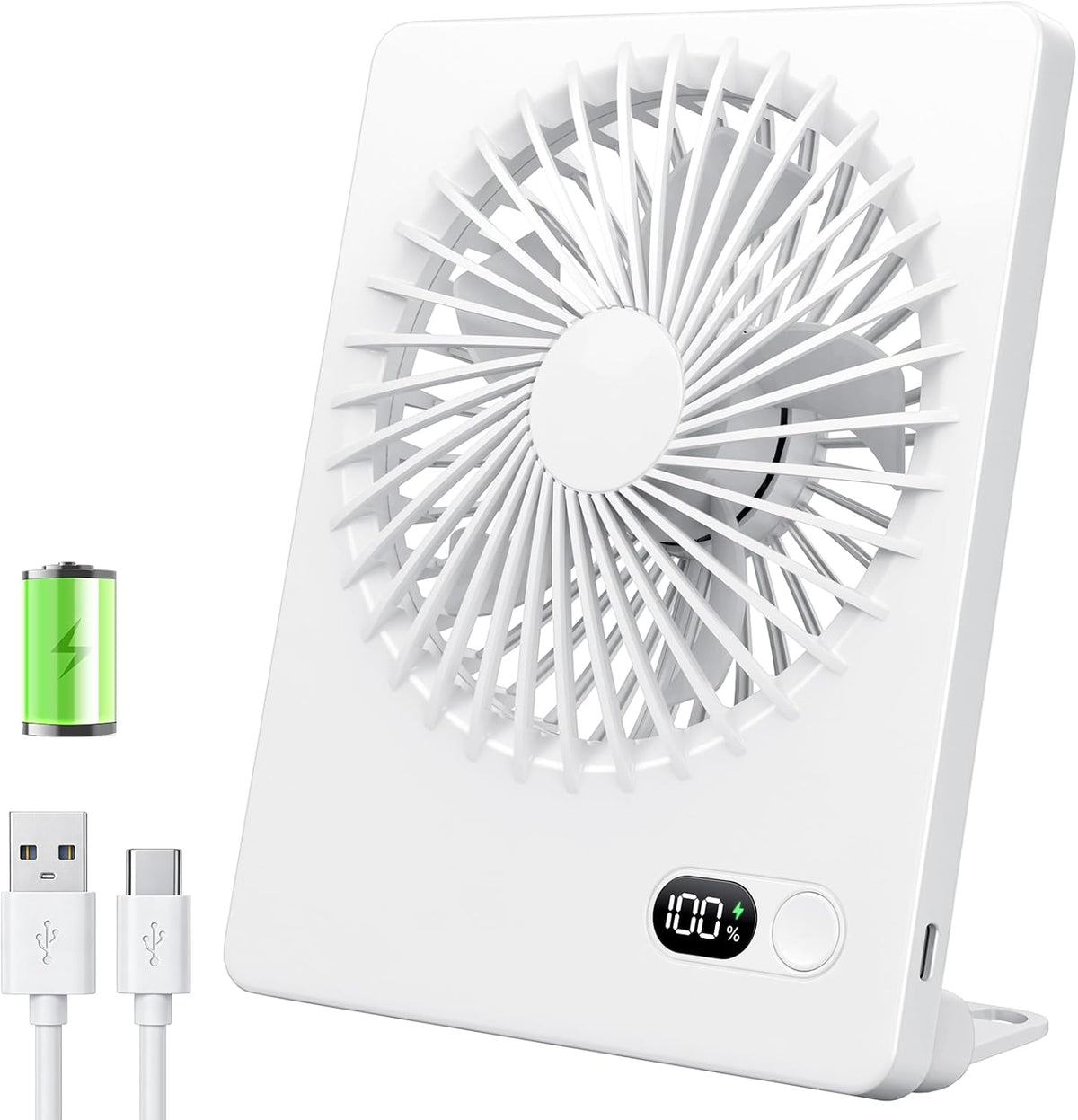 Zuvas Desk Fan Small Rechargeable Battery Table Fans for Travel Ultra Quiet