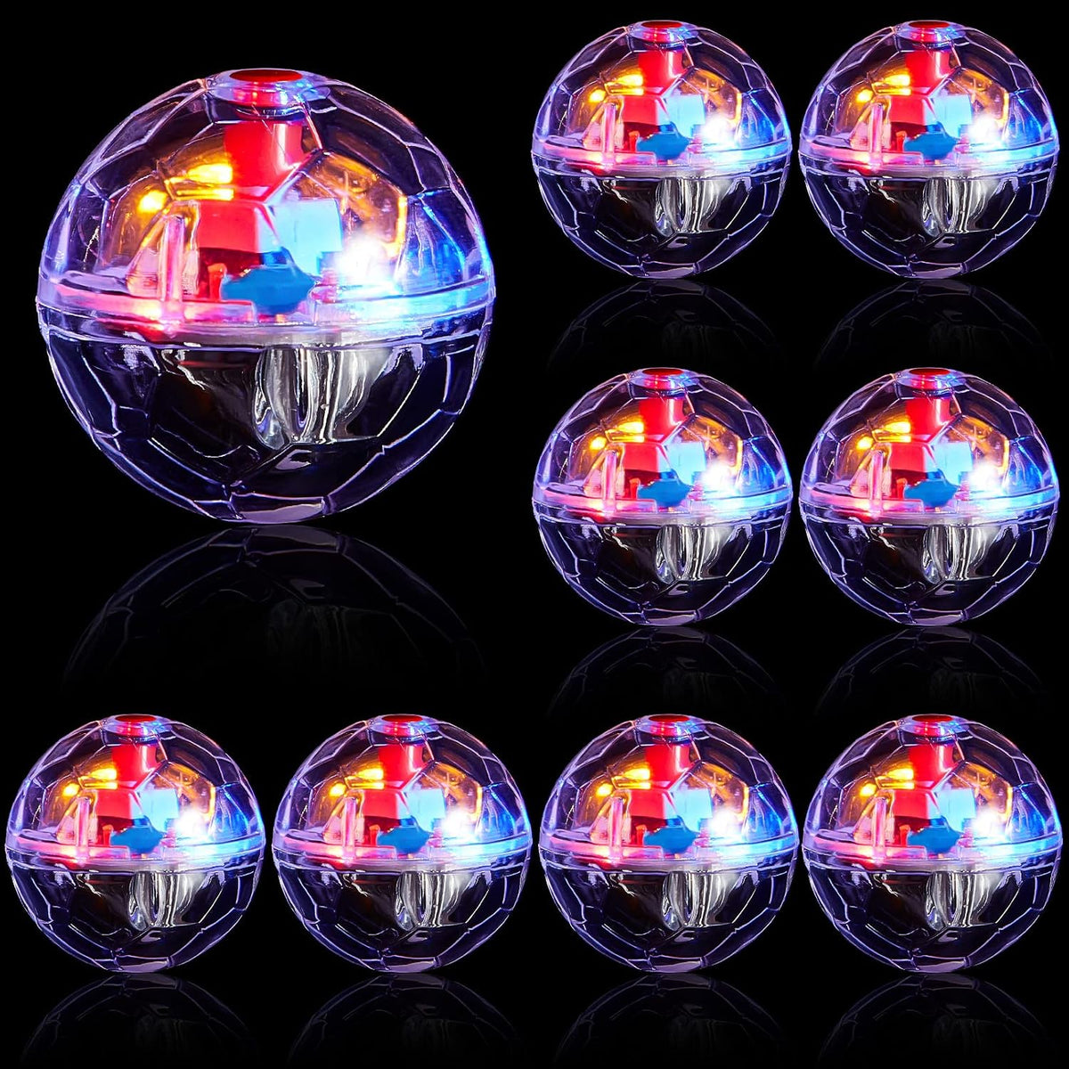 Jecery 9 Pcs Ghost Hunting Light up Cat Balls LED Motion Activated Cat Toy Interactive Lighted Ball Pet Glowing Mini Running Exercise Toys for Kitten Dog Pet Animals Activity(Transparent)