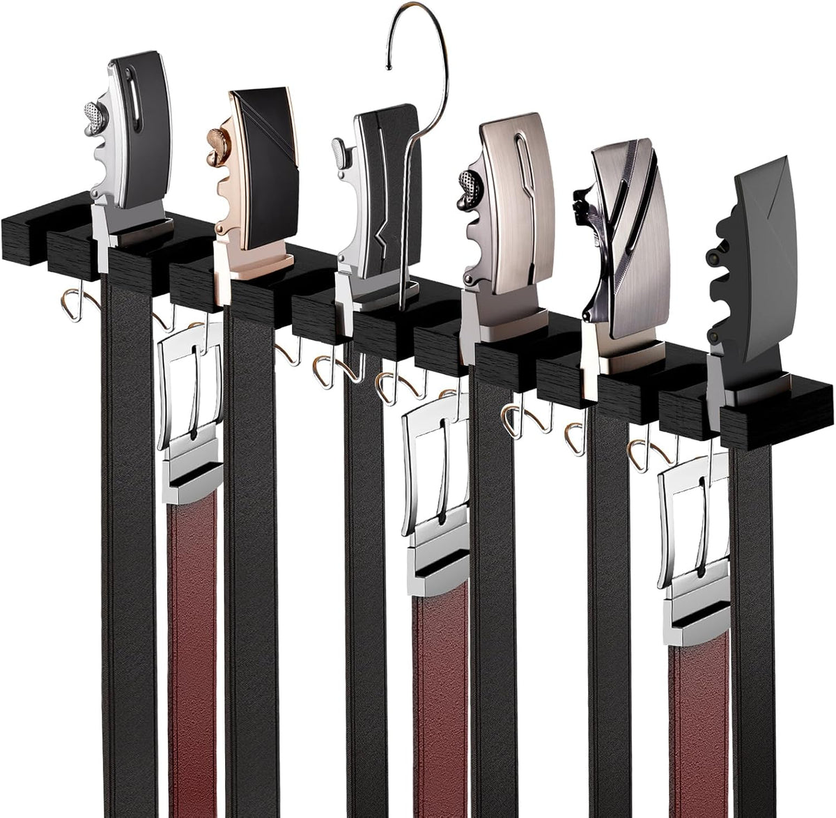 Cuipingoo Belt Hanger for Closet Max 42 Belts, 12+11 Storage (Black)