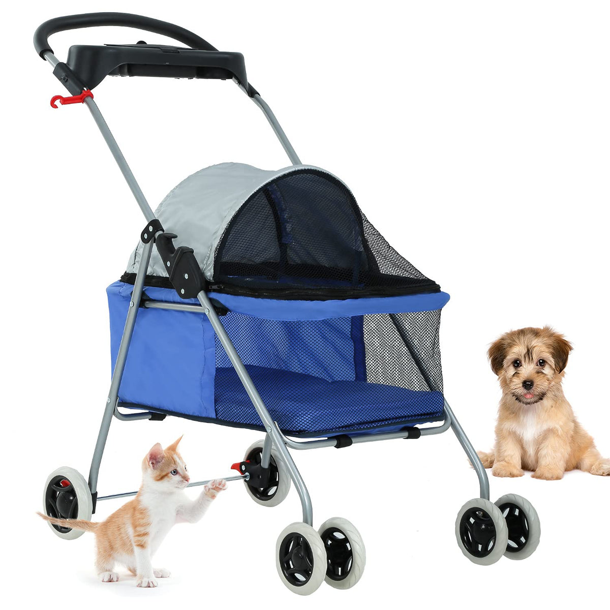 Bestpet Foldable Pet Stroller for Small/Medium Dogs and Cats up to 33 Lbs
