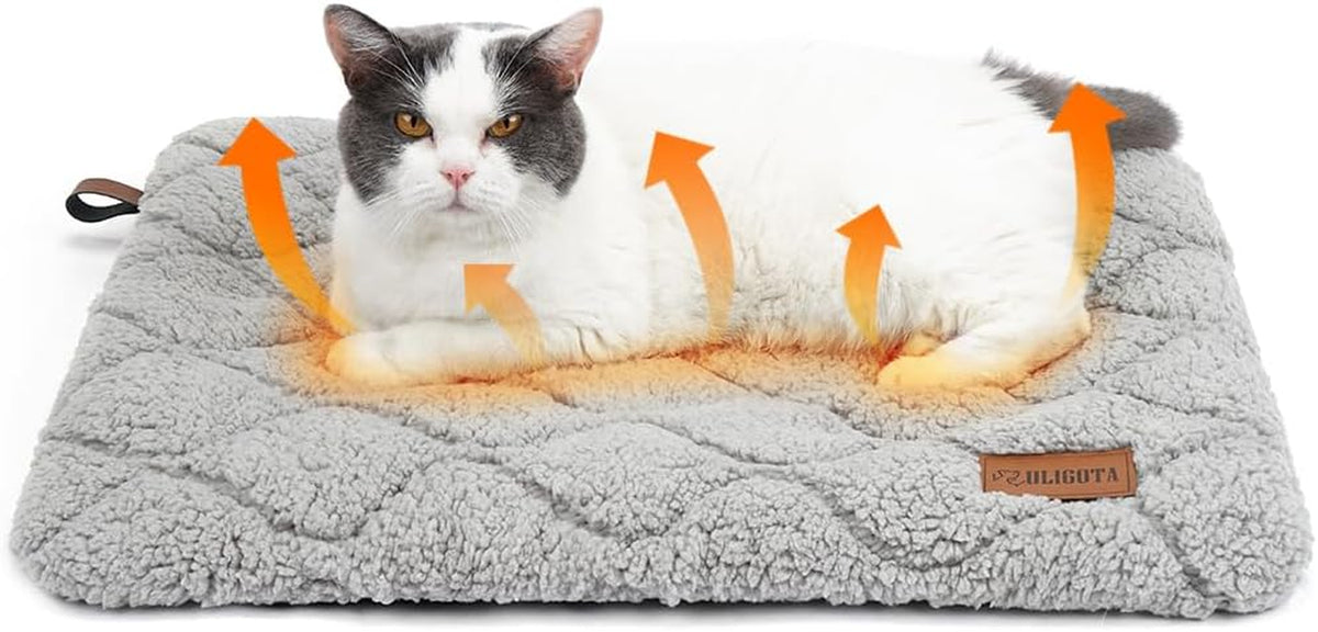 Self Warming Cat Bed Self Heating Cat Dog Mat 24 X 18 Inch Soft & Fluffy Cat Bed Noiseless Thermal Pet Pad for Indoor Outdoor Pets with Removable Cover Non-Slip Bottom (24"L X 18"W X 1.2"Th)