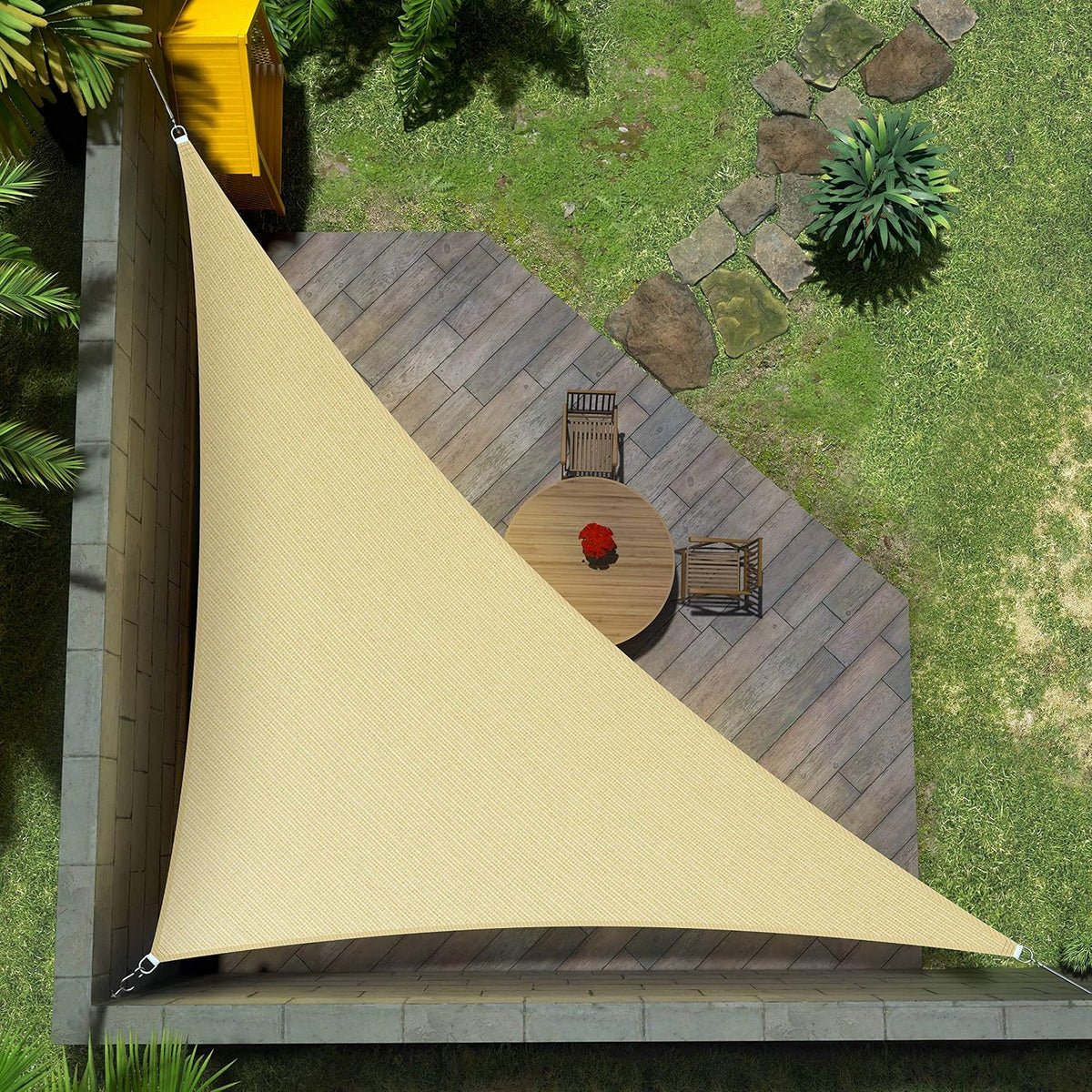 Amgo 10' X 10' X 14' Beige Triangle Sun Shade Sail for Garden