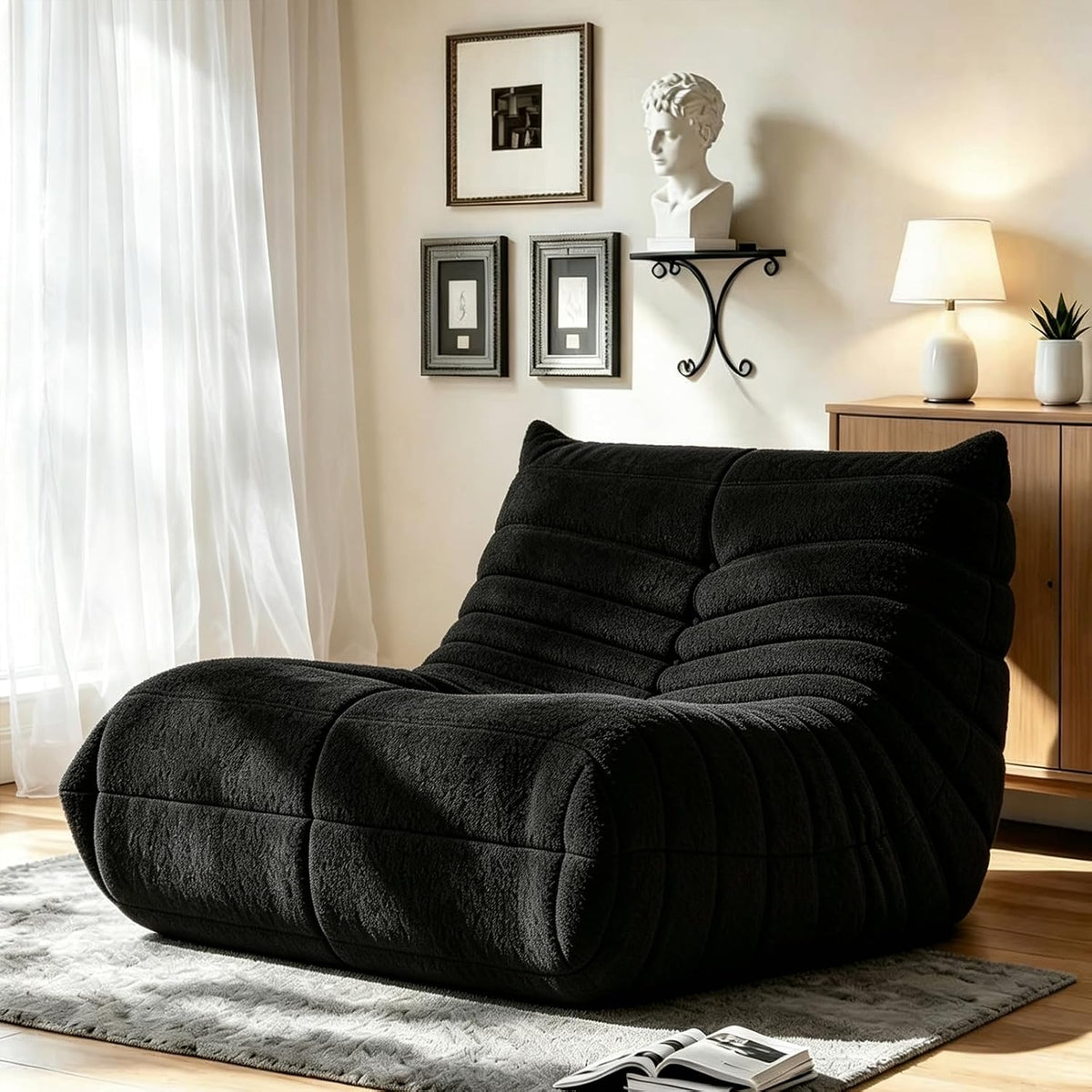 WHGBJA Giant Bean Bag Chair for Adults, Comfy Beanbag with Memory Foam