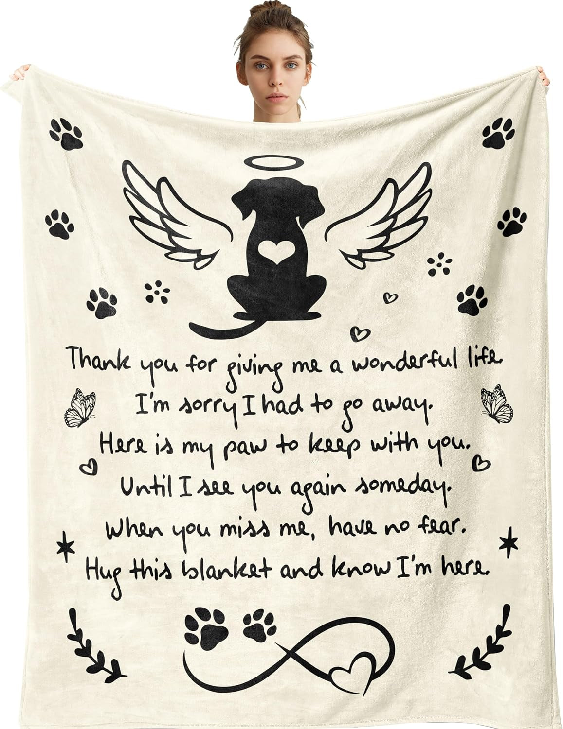 Amonee-Yl Dog Memorial Gifts for Loss of Dog, Dogs Memorial Blanket 50"X60"
