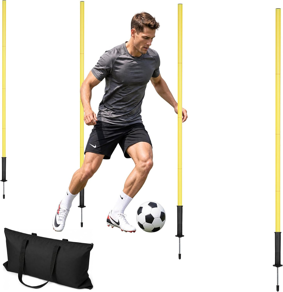 Neoaider 2-In-1 Agility Poles, 4/6 Pack 6 FT Detachable Soccer Poles