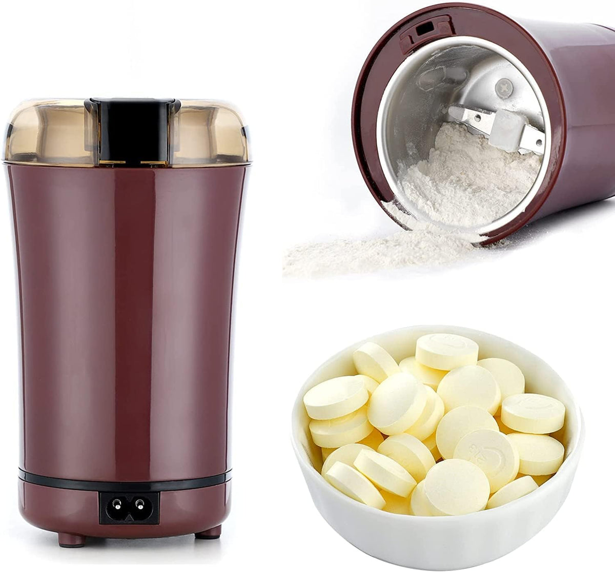 Multifunctional Electric Pill Crusher Grinder- Grind the Medicine and Vitamin Tablets of Different Sizes into Fine Powder-Mortar and Pestle,Elderly, Children or Pets (Purple)