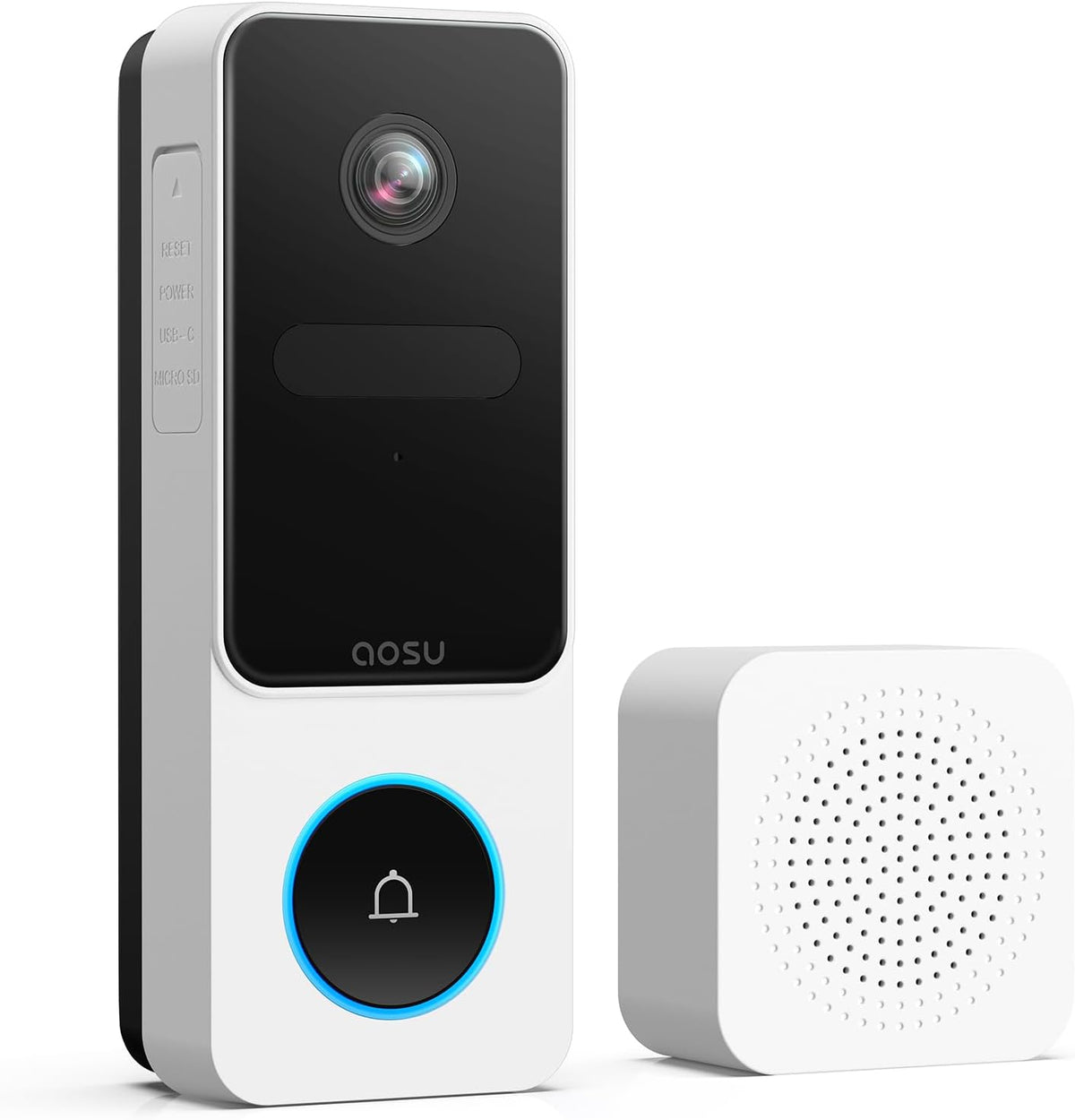 Aosu Video Doorbell Camera Wireless, 2K QHD, 170° Wide Angle, 2.4 Ghz Wifi