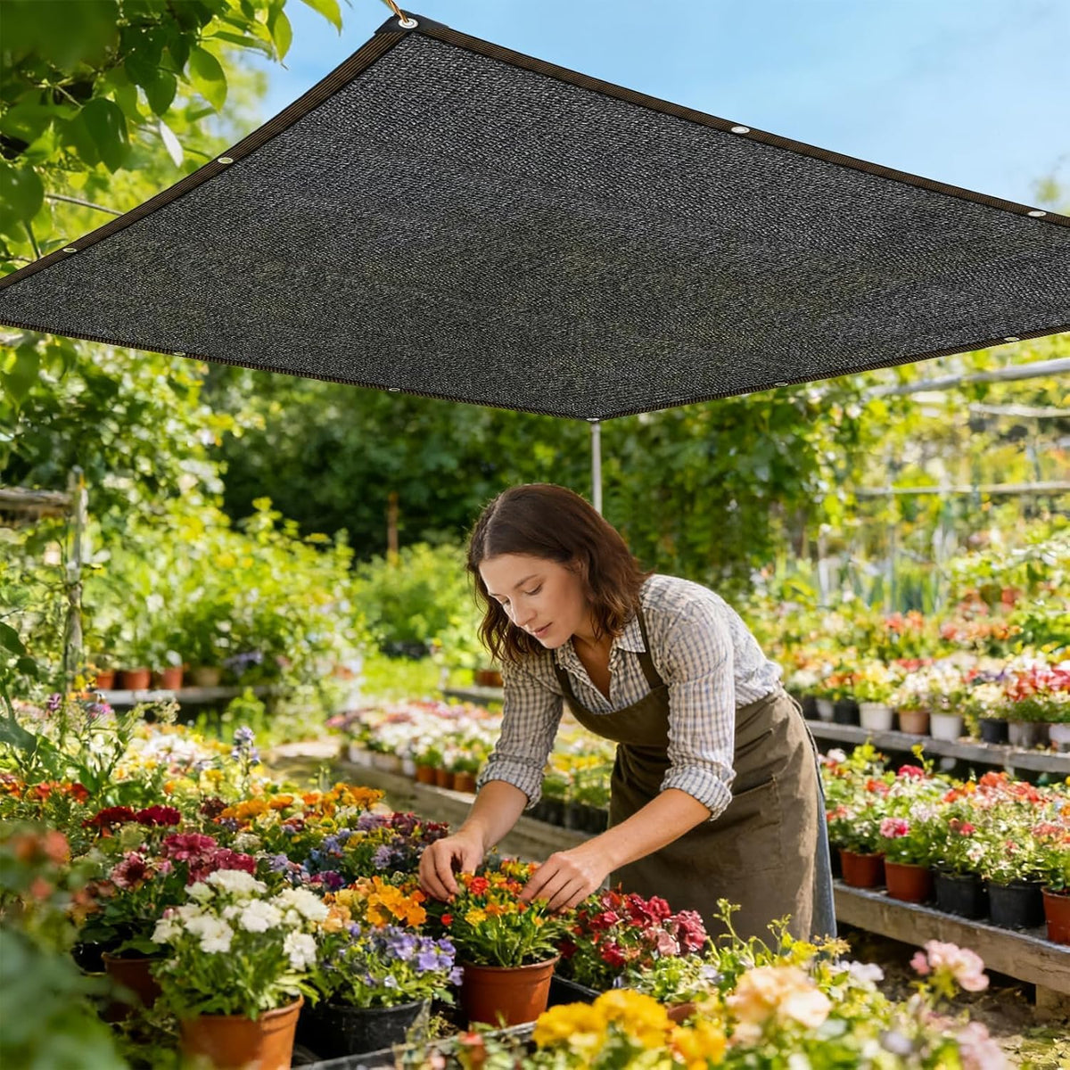 Shade-Cloth 85-90% for Garden Plants 7X7 FT, Black Sun-Block Shade Cover Mesh Tarp with Grommets Sun Shade Canopy for Outdoor Pergola Patio Flower Lawn Kennel Chicken Coop