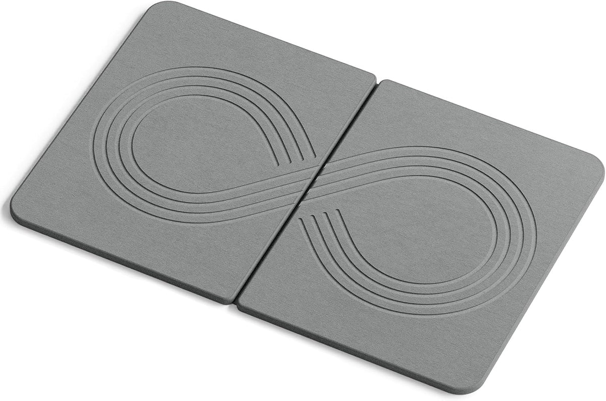 AWW Foldable Stone Bath Mat, Quick Dry Shower Mat, Infinity Groove, 2 Fold