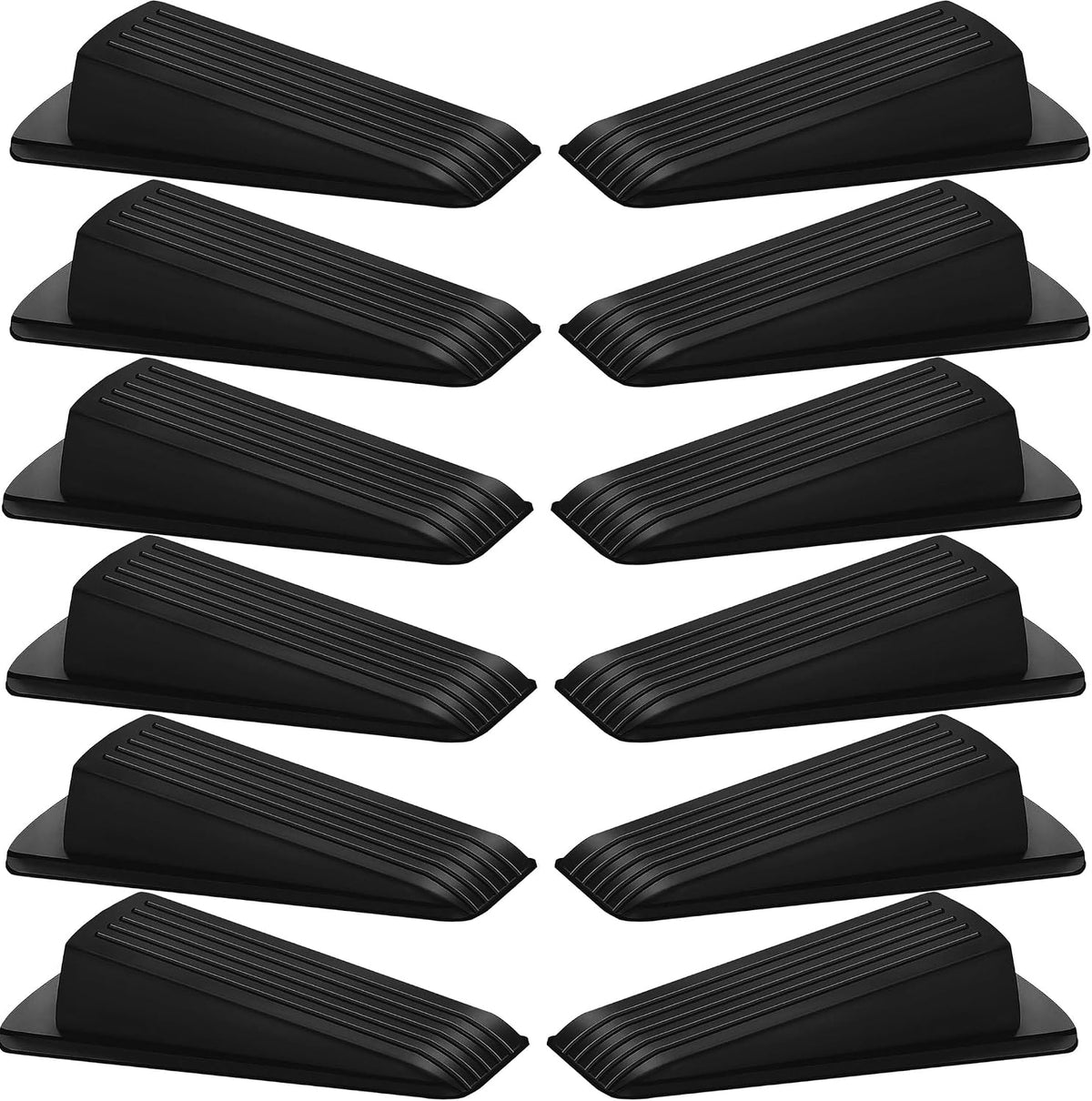 Beieverluck 12 Pack Door Stoppers for Bottom of Door Rubber Door Stop Wedge Sturdy Stackable Door Stops for Floor Wall Carpet Heavy Duty Door, Black