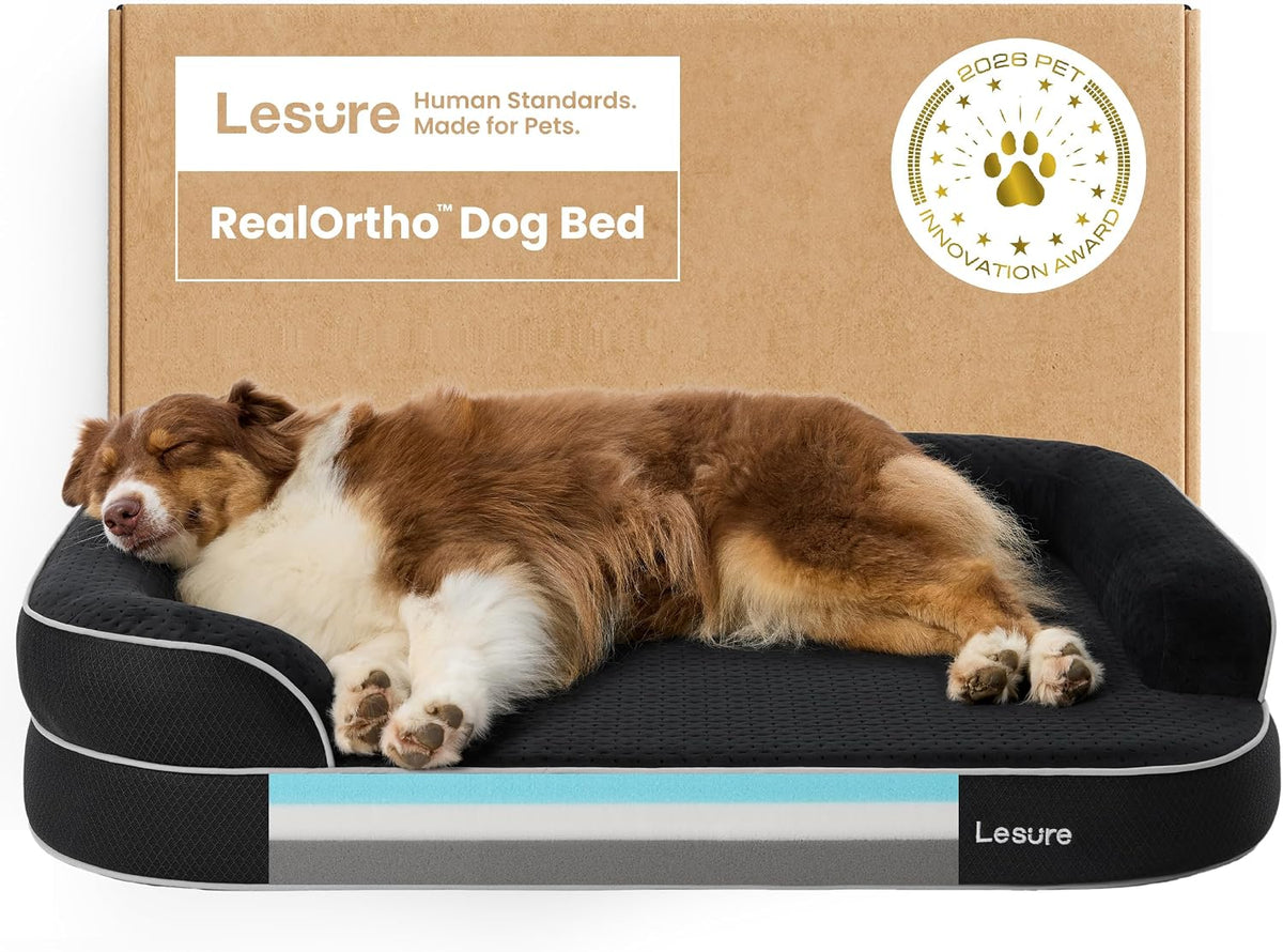 LE SURE Realortho™ L plus 3-Layer Foam Orthopedic Large Dog Bed,38" Black