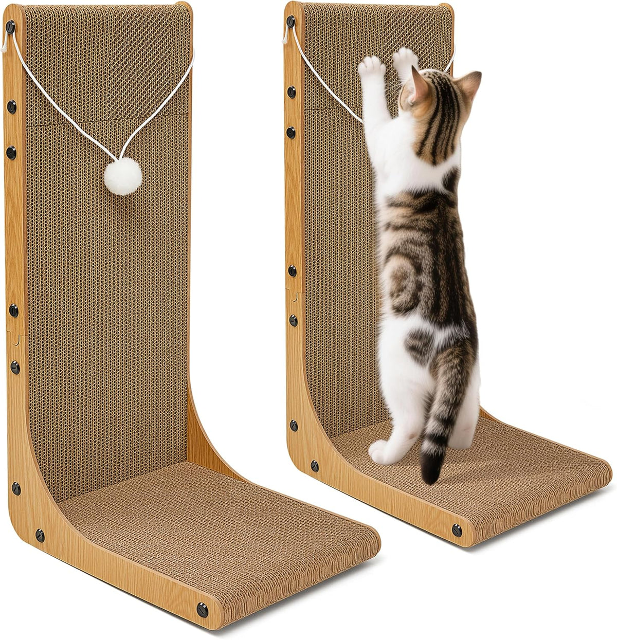 23.6 in L-Shaped Cardboard Cat Scratcher, 2-Pack for Indoor Cat