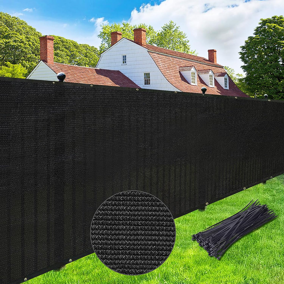 UPGRADE Privacy Screen Fence 4' X 50' Commercial Shade Cover with Brass Grommets Heavy Duty Perfect for Outdoor Back Yard-Black, Customizable