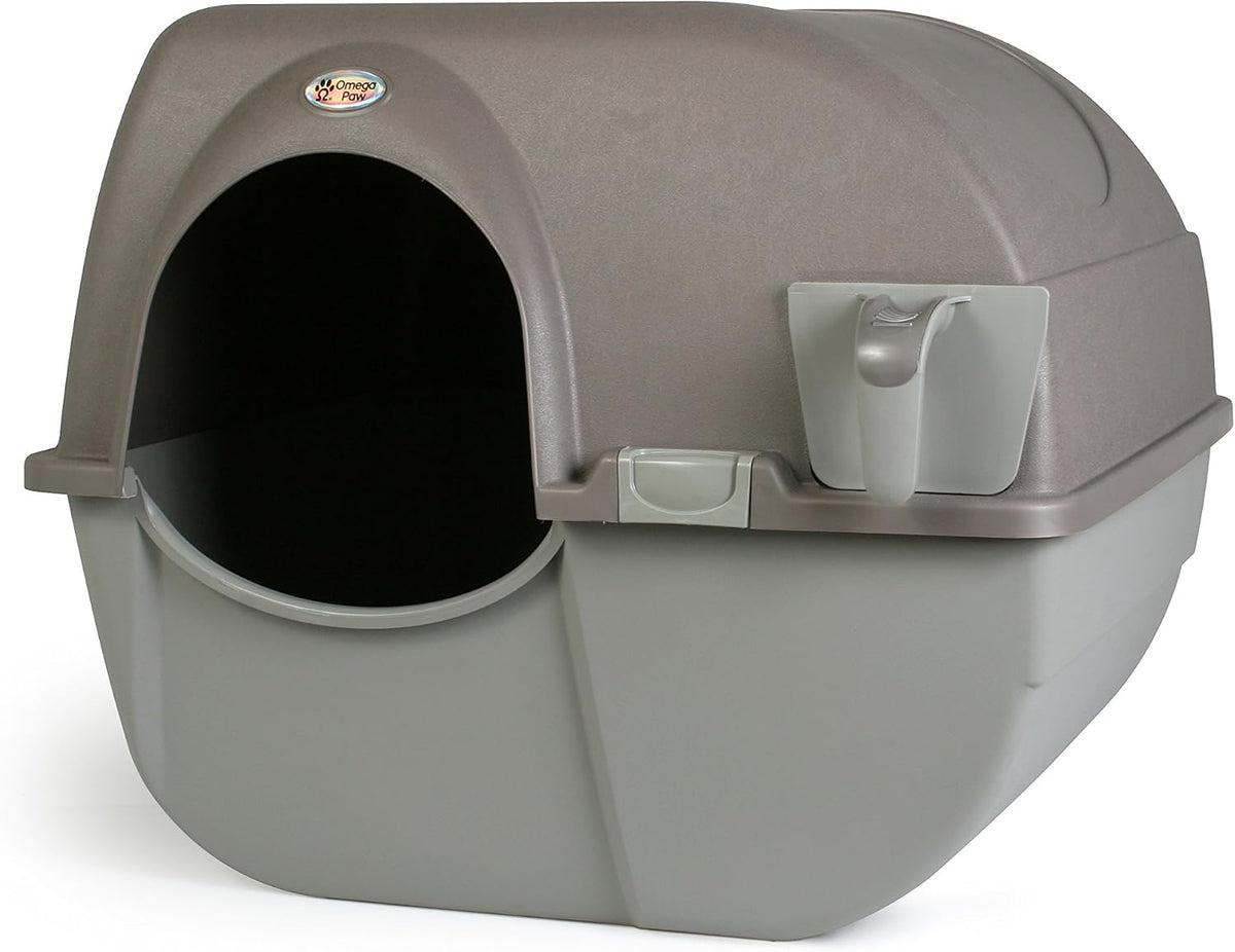 Omega Paw Roll 'N Clean Self Cleaning Litter Box, Brown, Large