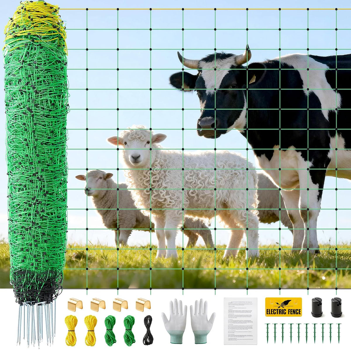 Portable Electric Fence Netting,For Sheep Goat Larger Animals 164Ft X 42.5"