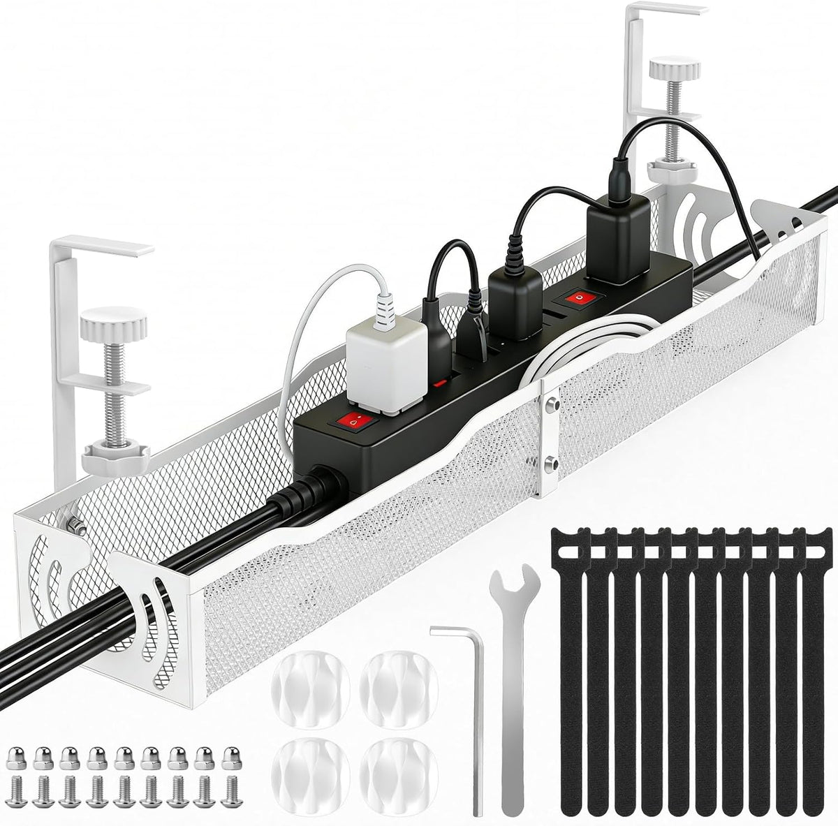 Cable Management, 25.3'' under Desk Cable Management Tray No Drill