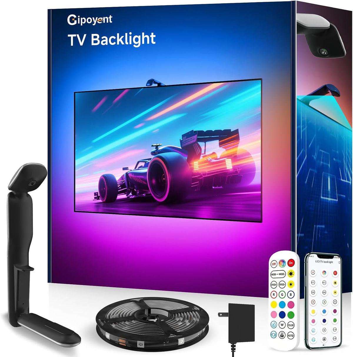 GIPOYENT 20.34FT TV LED Lights with Camera Sync to Screen for 65–100 in TV