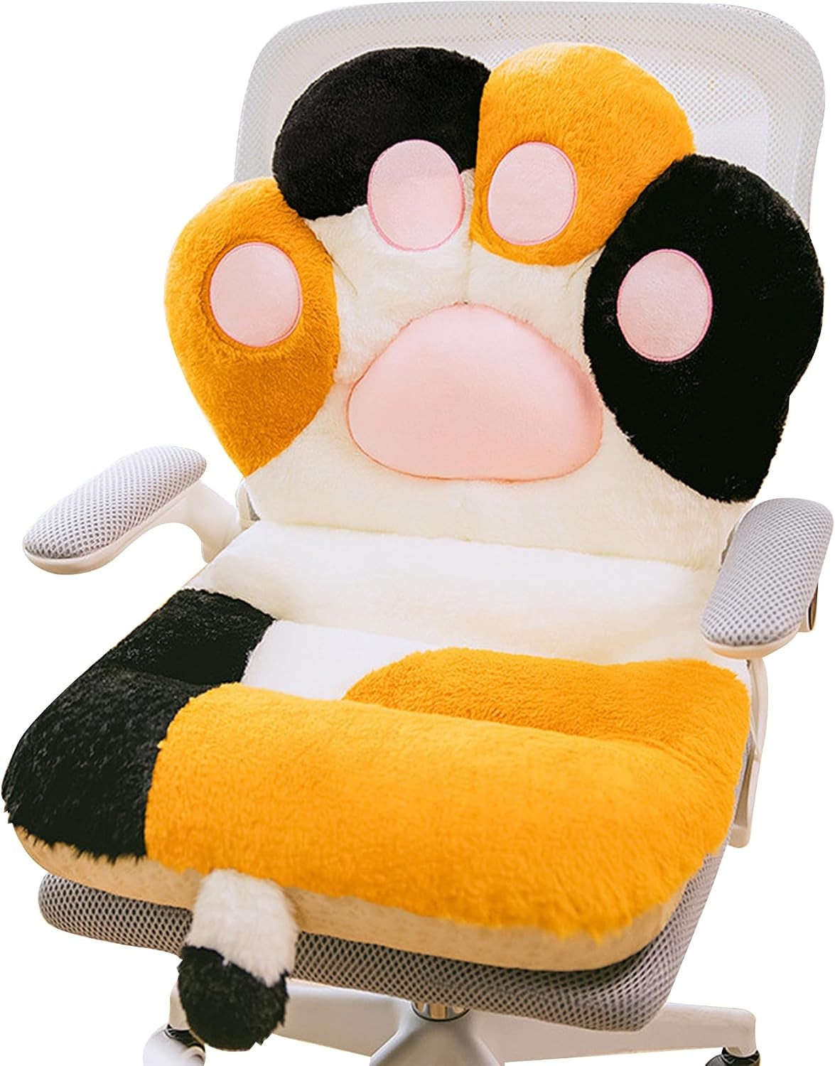 Cat Paw Seat Cushion with Backrest - Ergonomic Office Chair Pad for Long Sitting | Memory Foam Support Pillow, Dormitory Desk Chair Cushion & Funny Air Pad for Gaming/Study
