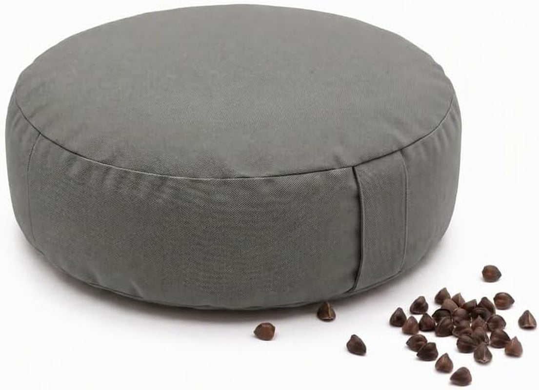 Zafu Buckwheat Meditation Cushion with Removable Cotton Cover and Handle