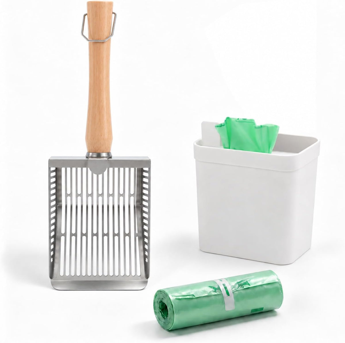 MUTTROS Metal Cat Litter Scoop with Holder, Seamless Welded Construction