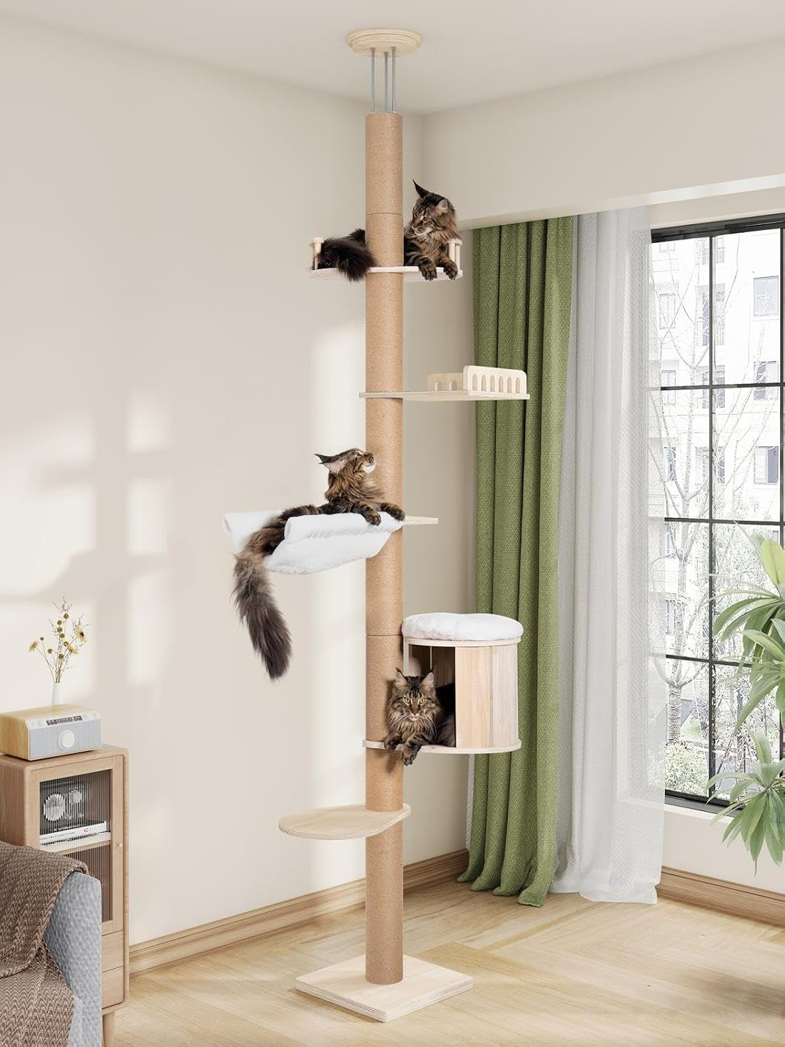Aechonow 10.2Ft Floor to Ceiling Cat Tree for Large Cats, Tall Cat Tower