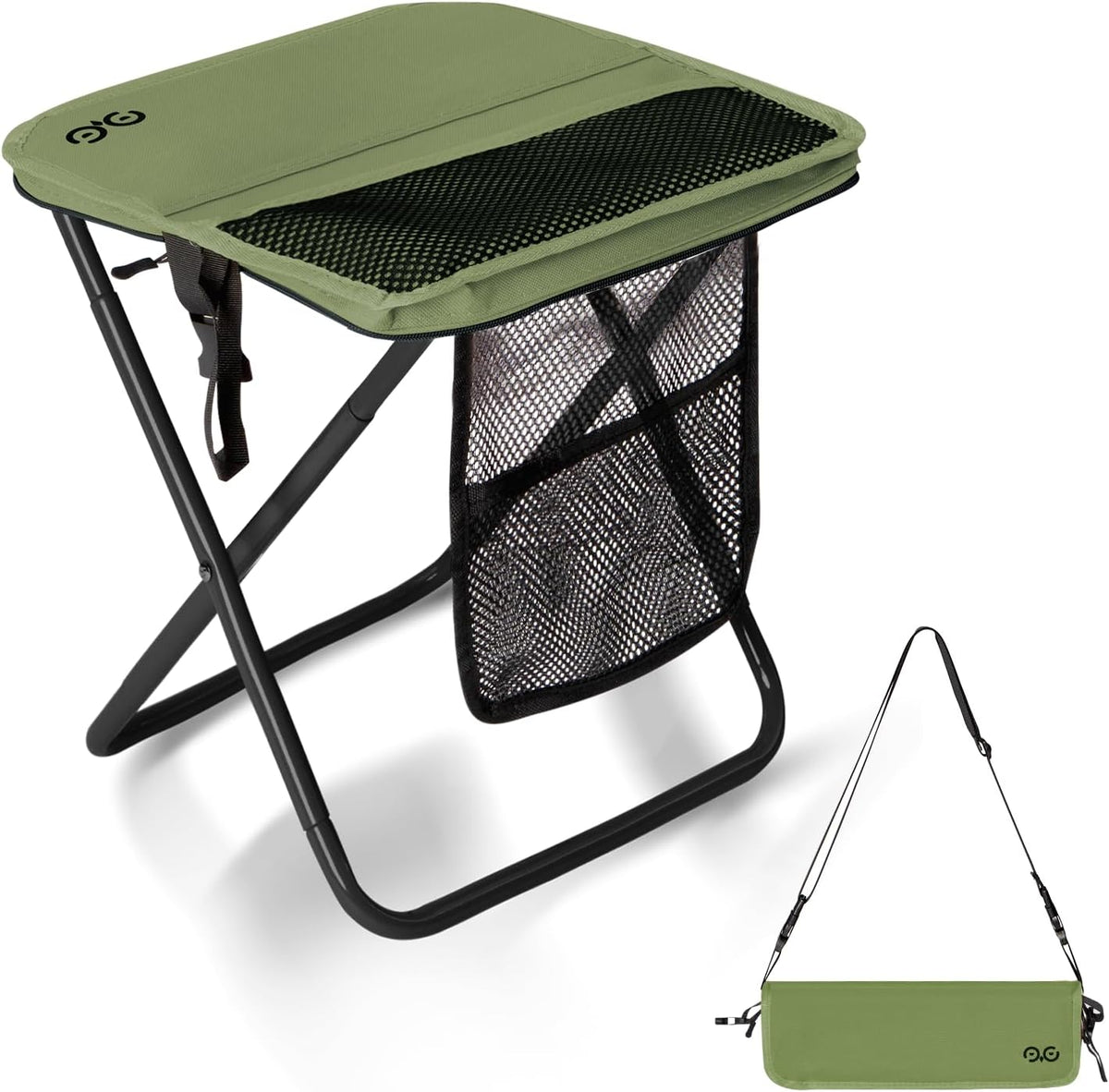 CAMDOOR Portable Collapsible Stool, 16 Inch Folding Stool Supports 400 Lbs