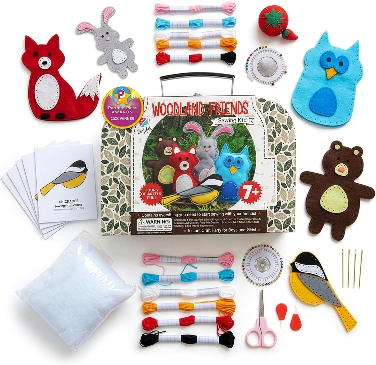 Craftlab Woodland Animals Kids Sewing Kit, Educational Beginner Arts & Crafts Gift for Boys and Girls Ages 7 to 13 DIY Learn to Sew Embroidery