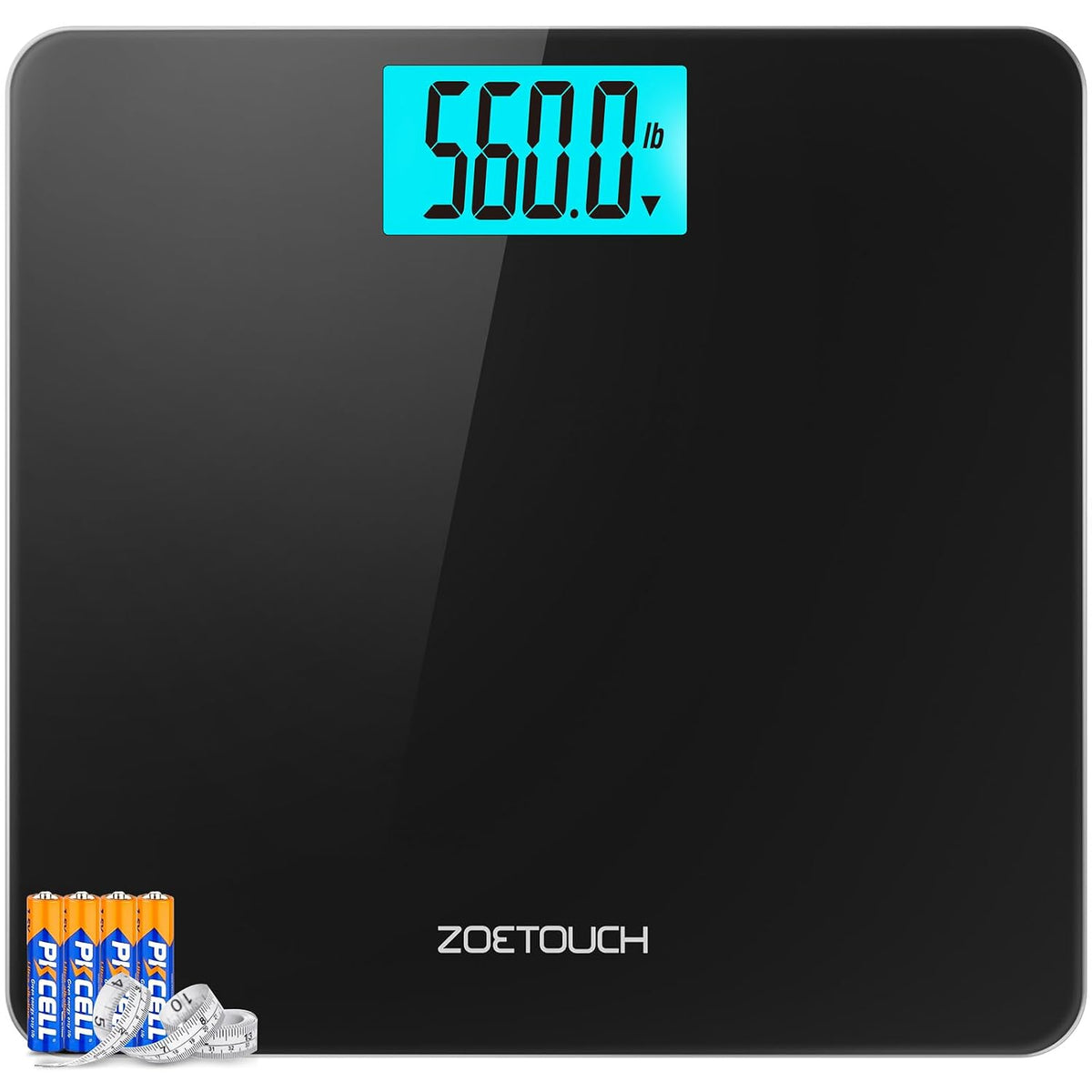 ZOETOUCH Digital Bathroom Scale for Body Weight, 560Lbs, Wide Platform