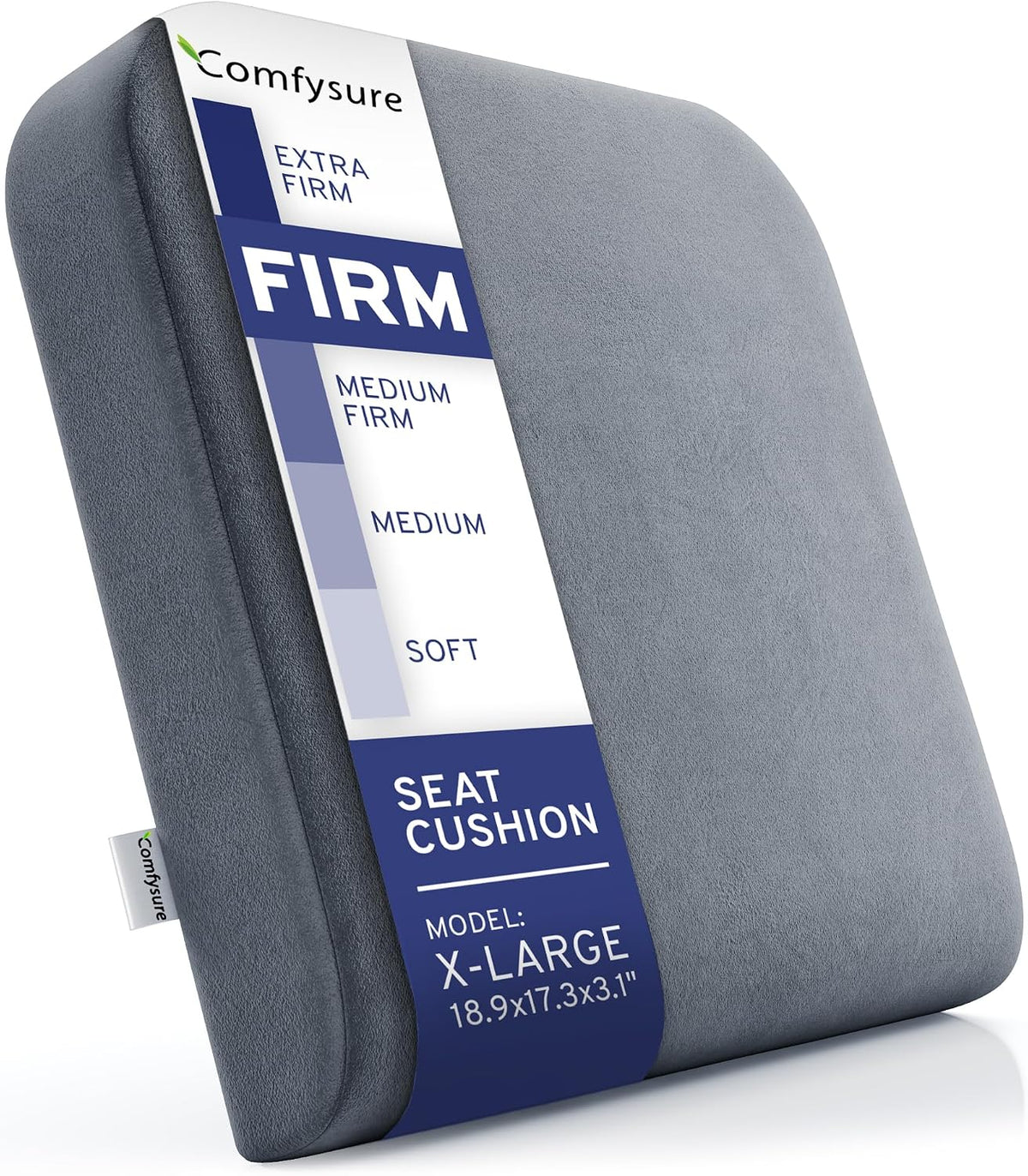 Comfysure Seat Cushion Extra Large - Firm Memory Foam Chair Pad for Recliner, Wheelchair, Office Chair, Stadium, Bleacher, Car, Floor, Patio Furniture, Bariatric Overweight Users 19”X17”X3”