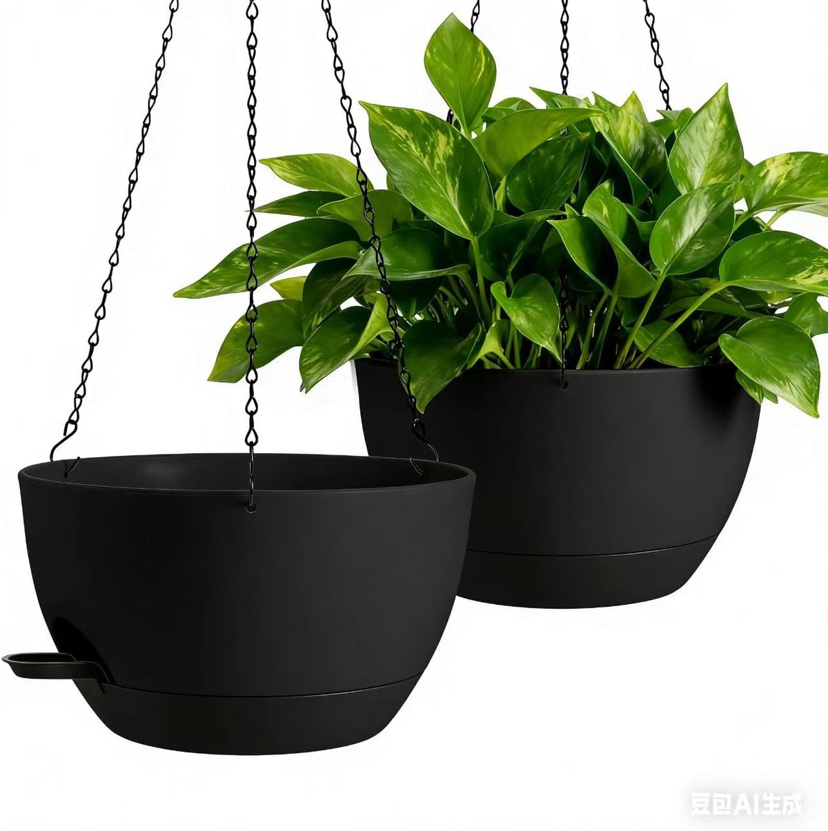 13-Inch Oversized Hanging Planter Set of Two,Planters for Indoor and Outdoor Plants.Place Plant Pots across Diverse Settings Including Windowsills,Living Room,And Gardens.Pure Black