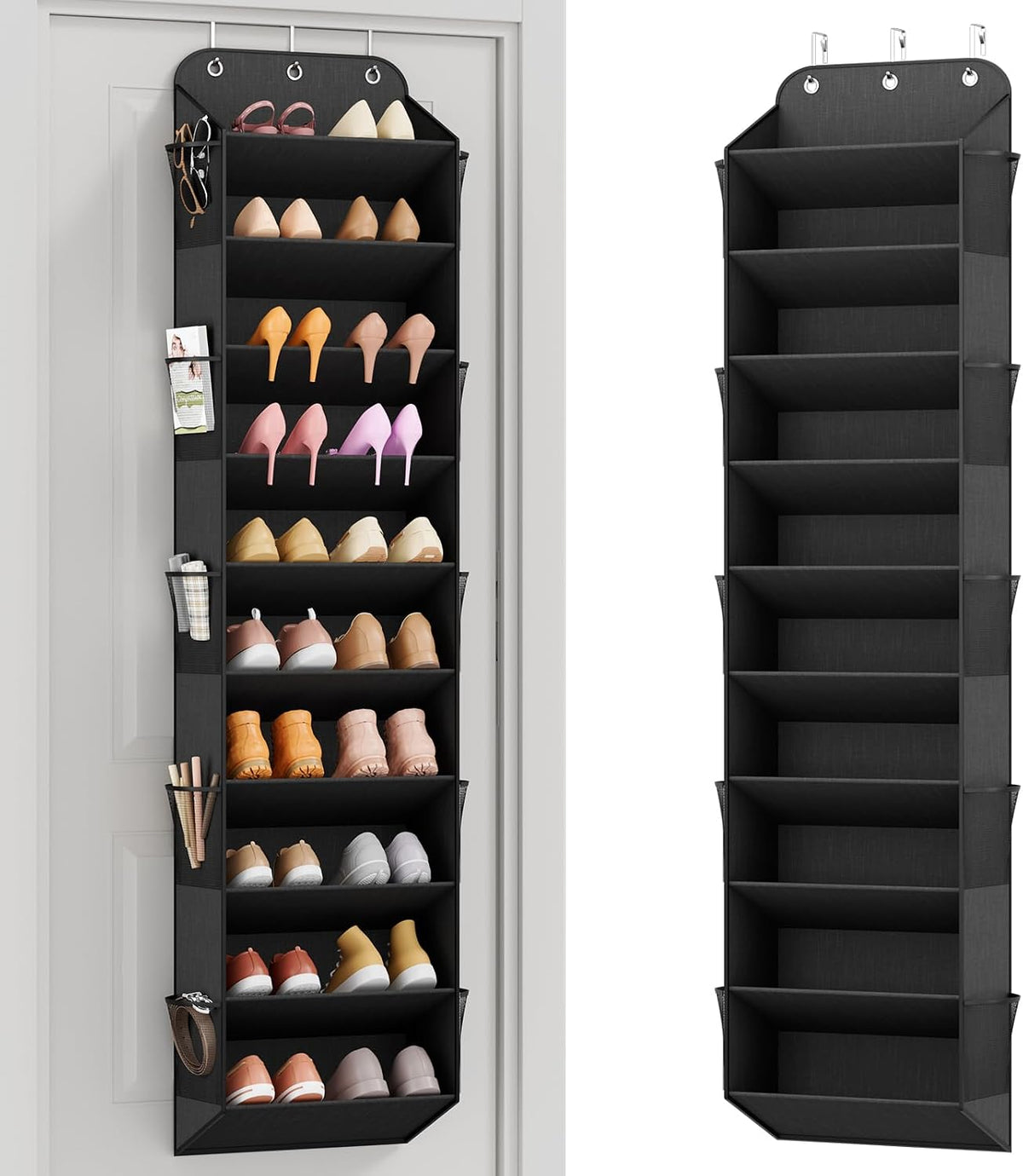 LANTEFUL over the Door Shoe Organizer, Hanging Shoe Rack for Closet, Black