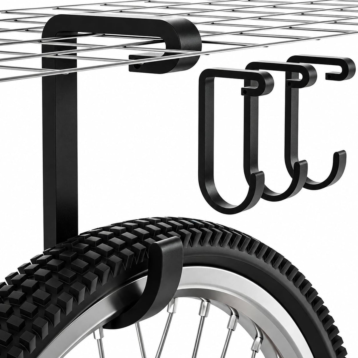 Thickened Bike Hooks for Garage Ceiling Rack,S Hooks for Hanging Bike,Black