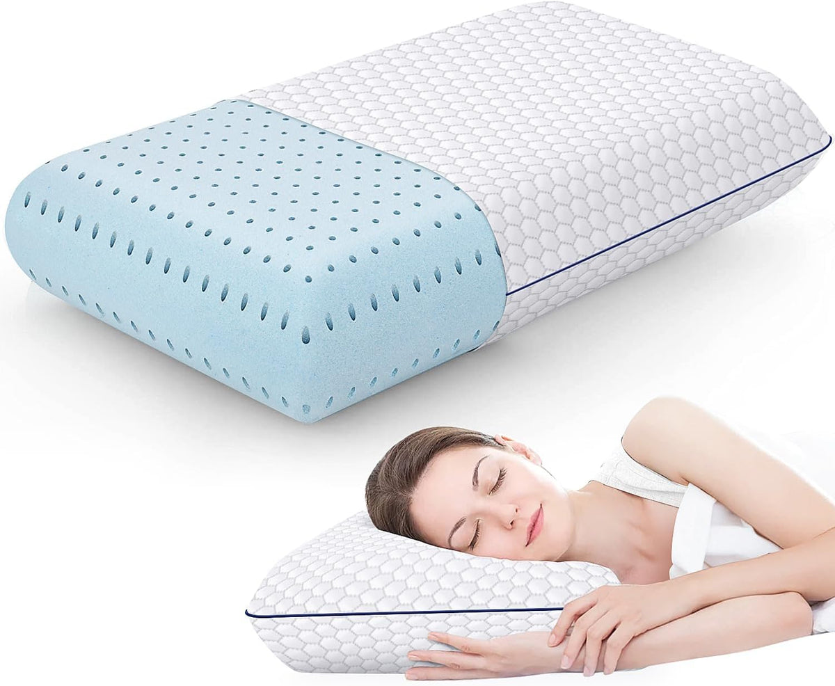 Cushyoasis Memory Foam Pillows for Sleeping, Firm Bed Pillow, Standard Size