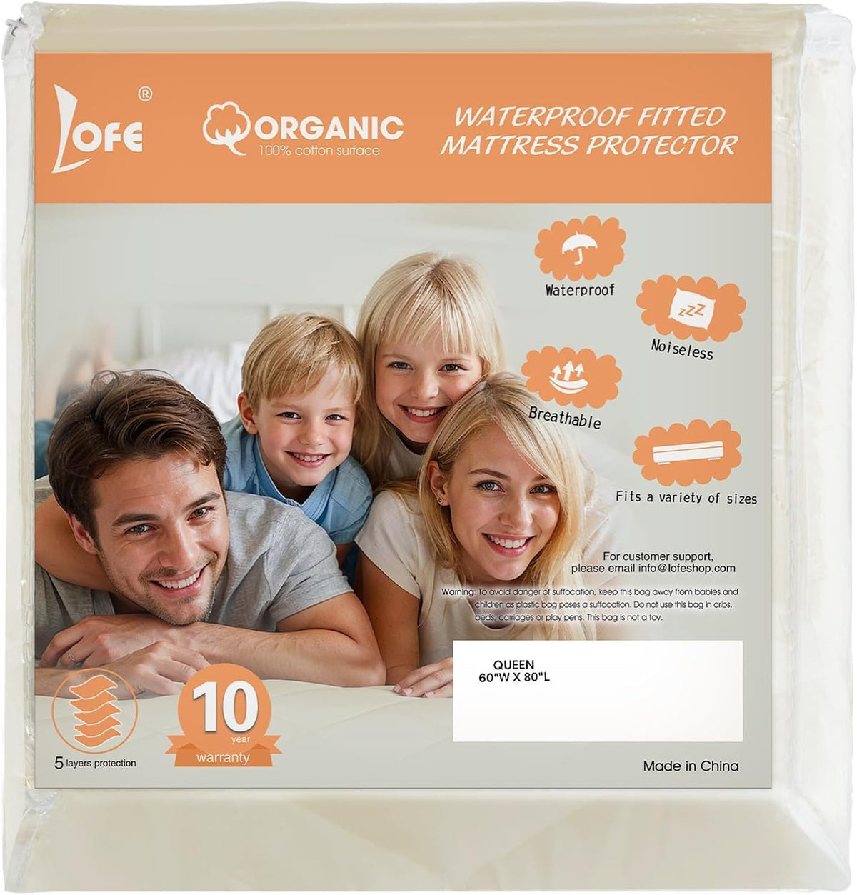 Organic Queen Mattress Protector -Top&Side 100% Waterproof Protector
