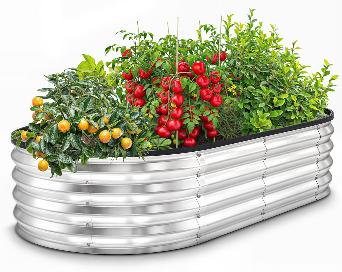 Utopia Home Galvanized Raised Garden Bed Kit 4X2X1Ft, Planter Box Raised Garden Beds Outdoor, Easy Assembly Metal Raised Bed for Gardening Vegetables, Fruits, Flowers - Pack of 01 - Silver