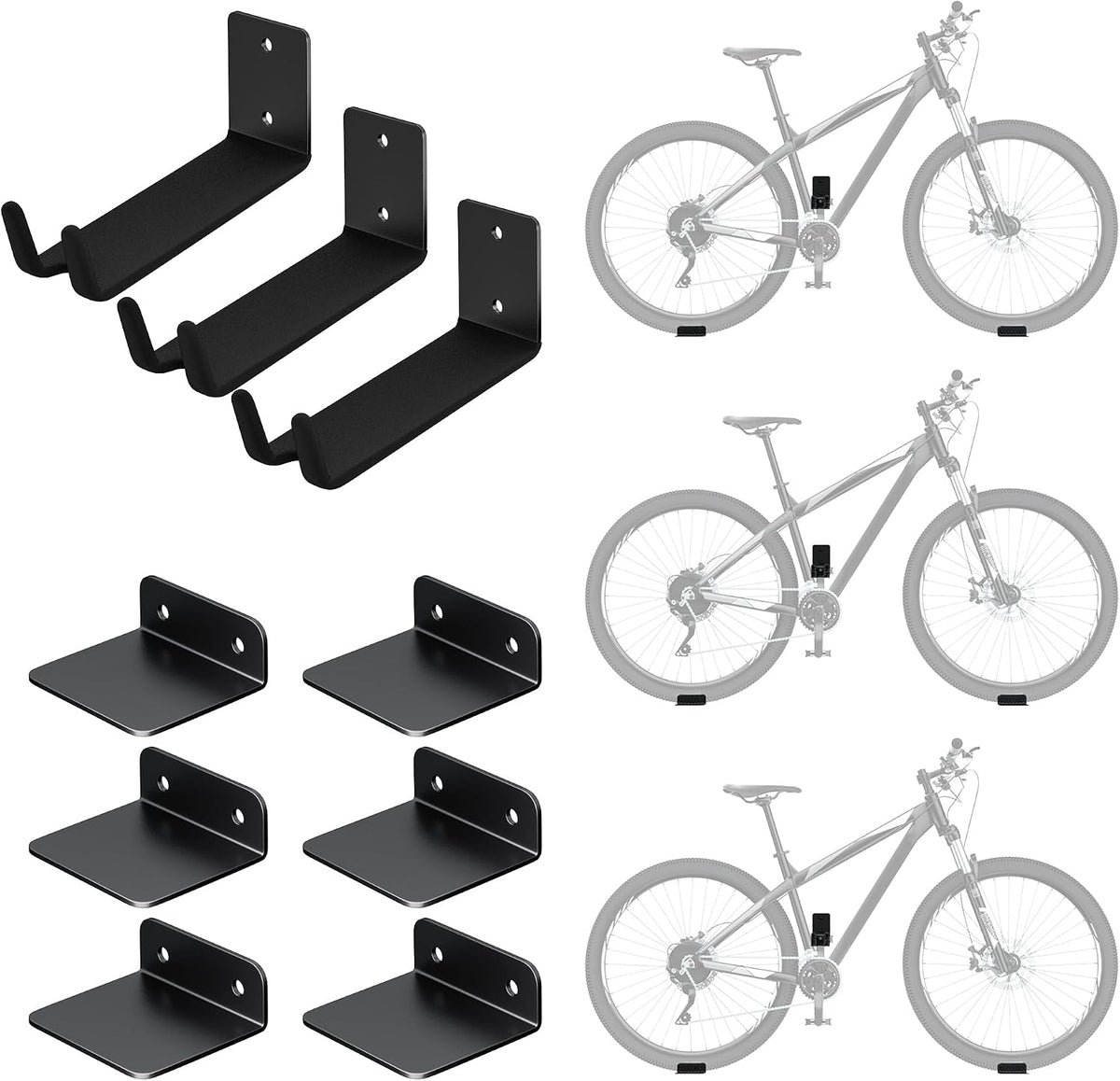 EVERHANGER Wall Mount Bike Pedal Hanger, Heavy-Duty Garage Bike Rack