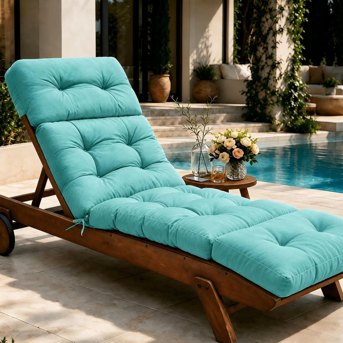 Outdoor Chaise Lounge Chair Cushions Waterproof 74.4 X 22 X 4.7 In, Teal