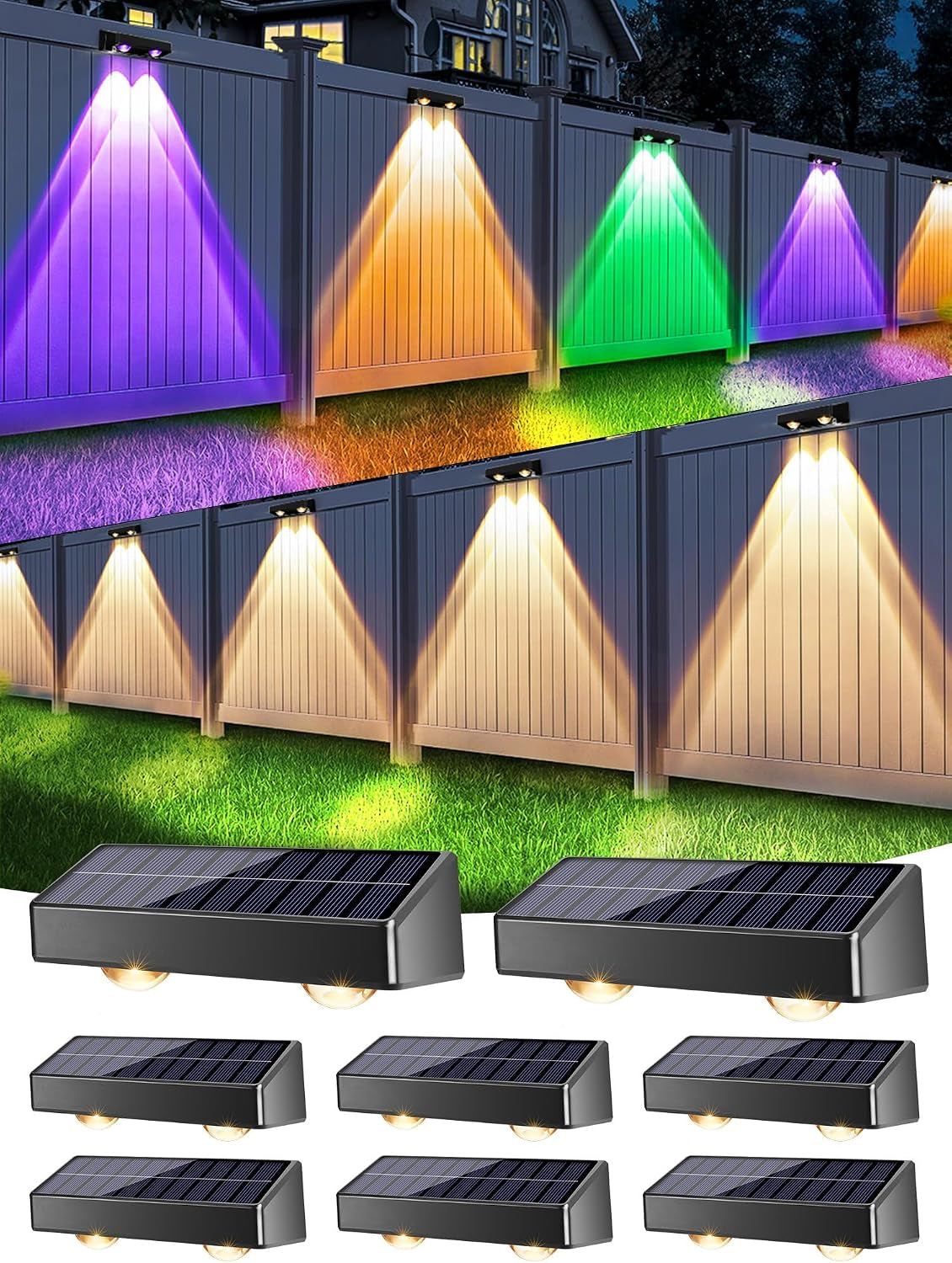 Brizled Halloween Fence Lights Solar Powered, 8 Pack Color Changing Lights