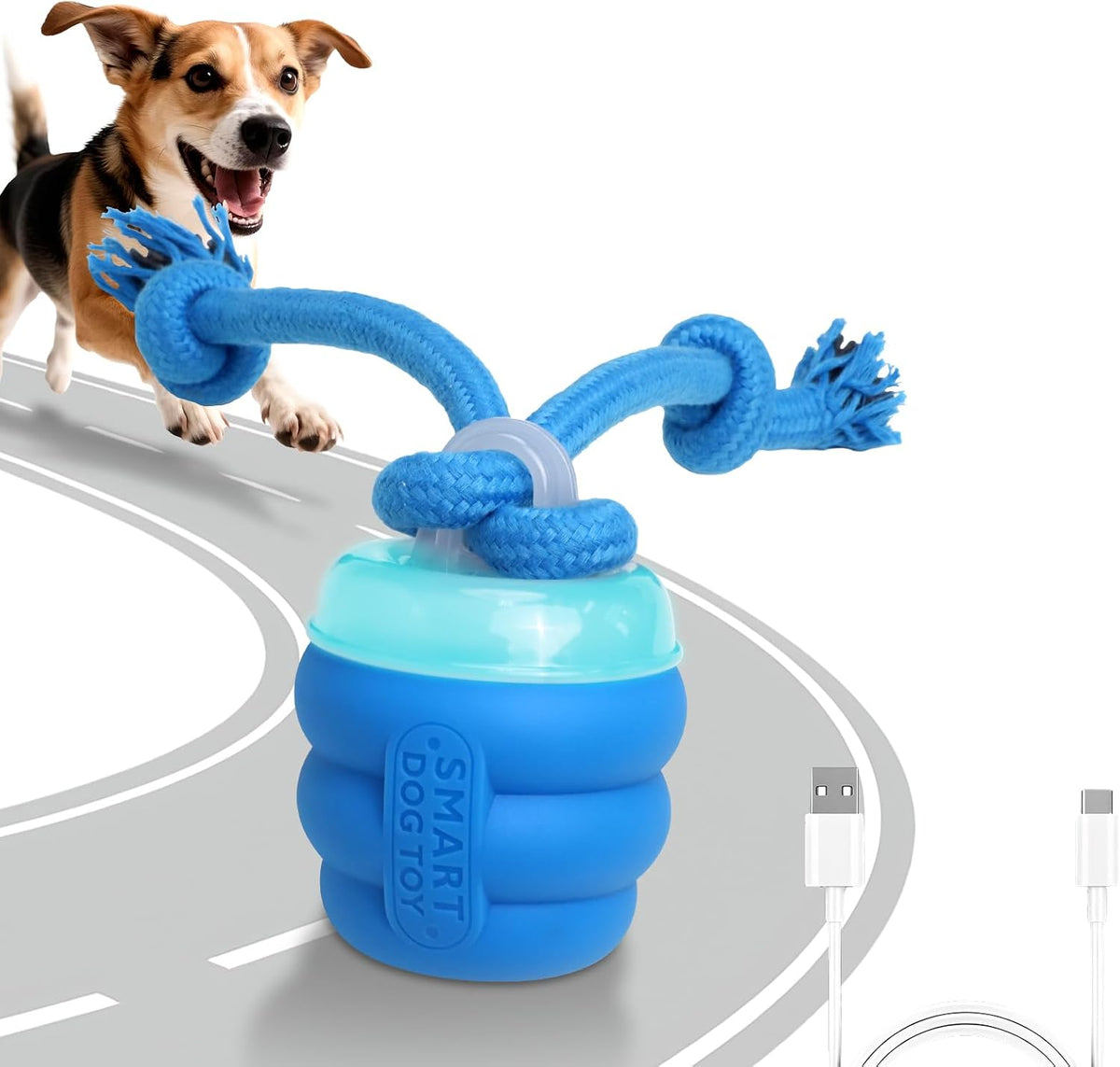 Giociv Interactive Dog Toys, Random Moving and Rolling Dogs Toy with Rope for Small Medium Dogs, with Motion-Activated