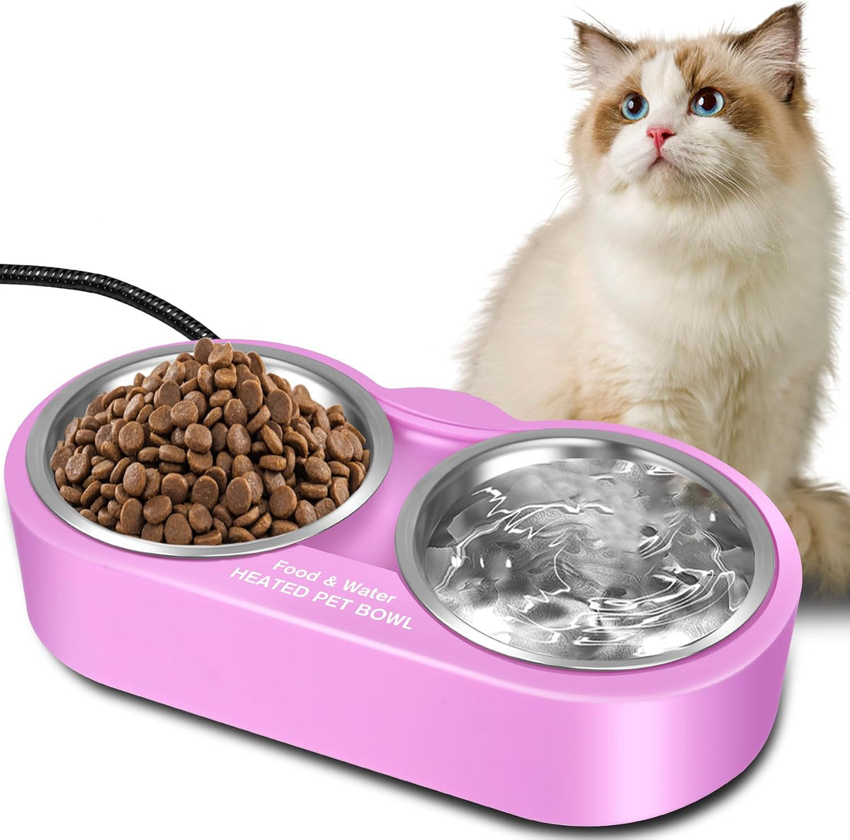Heated Water Bowl for Dog & Cat, Pet Heated Bowl for Outdoor Indoor